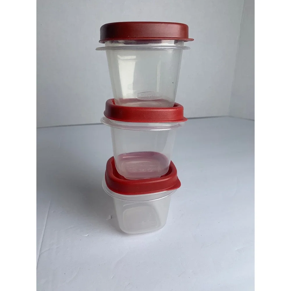 Rubbermaid TakeAlongs 4oz‎ Small Snack Food Storage Containers Red Lids Set of 3